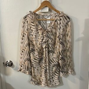 Dress Barn Zebra Print Blouse - Black and Cream